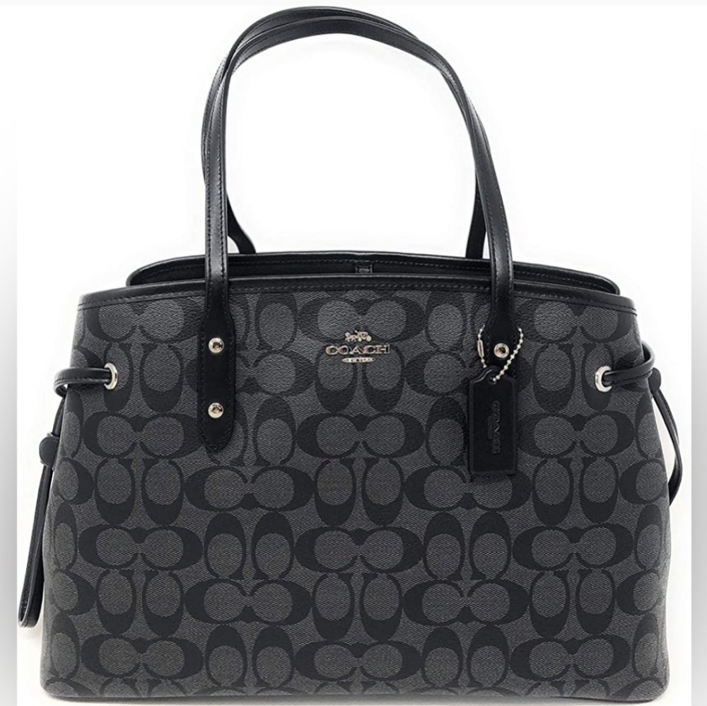 Coach drawstring carryall in gray black signature canvas